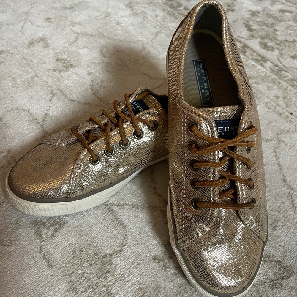 SPERRY Top-Sider gold sneakers, size 7.5